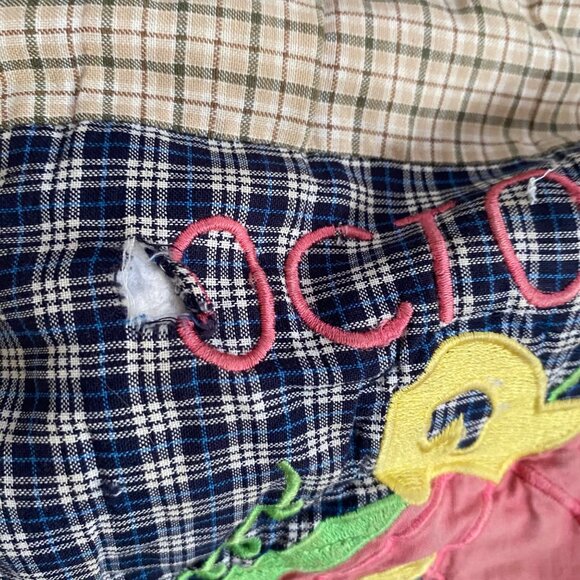 Vintage Patchwork Month of the Year Quilt Blanket Seasonal Applique Plaid 46x59 - Picture 8 of 10